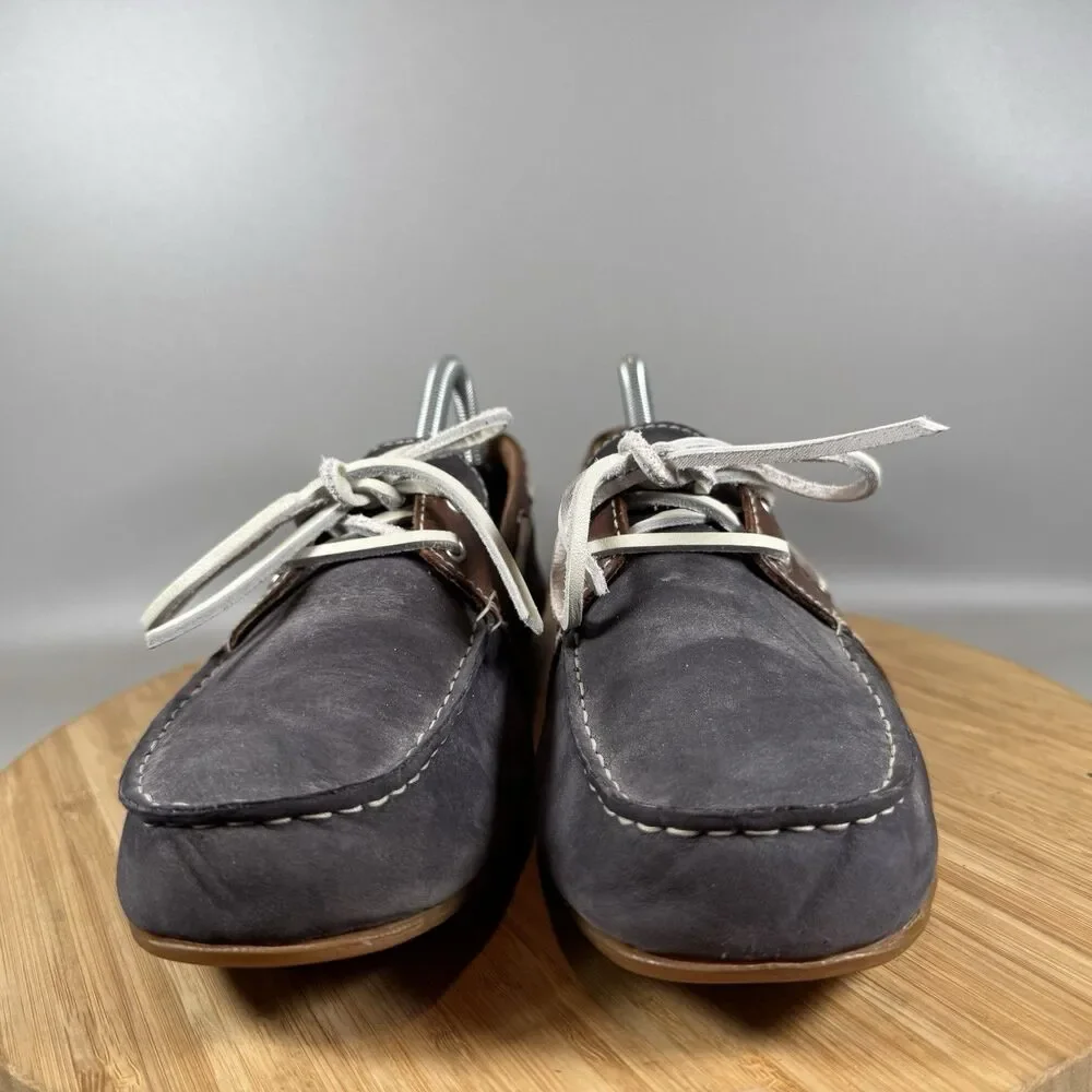 S Born Wavz Boat Shoes Mens 8 Blue Leather Driving‎ Comfort Casual Lace Up